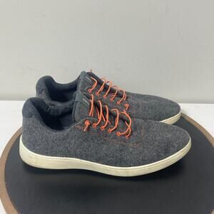 Baabuk Urban Wooler Shoes Men 9.5 Gray Felt Sneakers Orange Laces Merino Wool